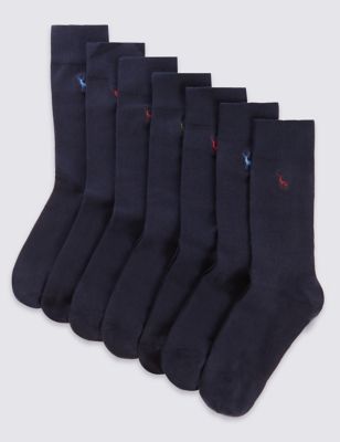 7 Pairs of Cotton Rich Stag Motif Socks